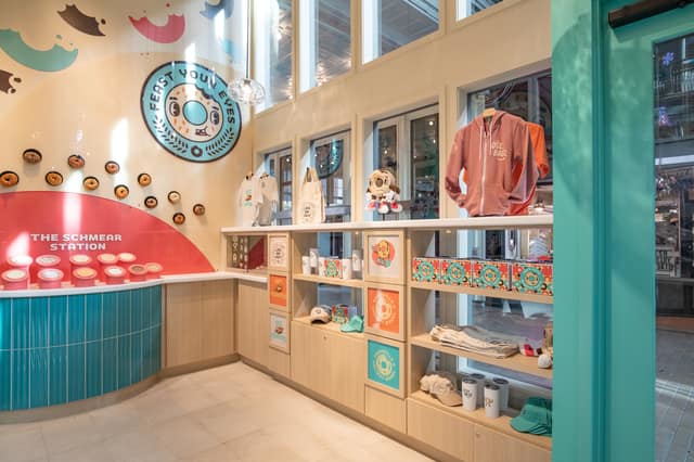 Retail counter with Ugly Bagel merchandise